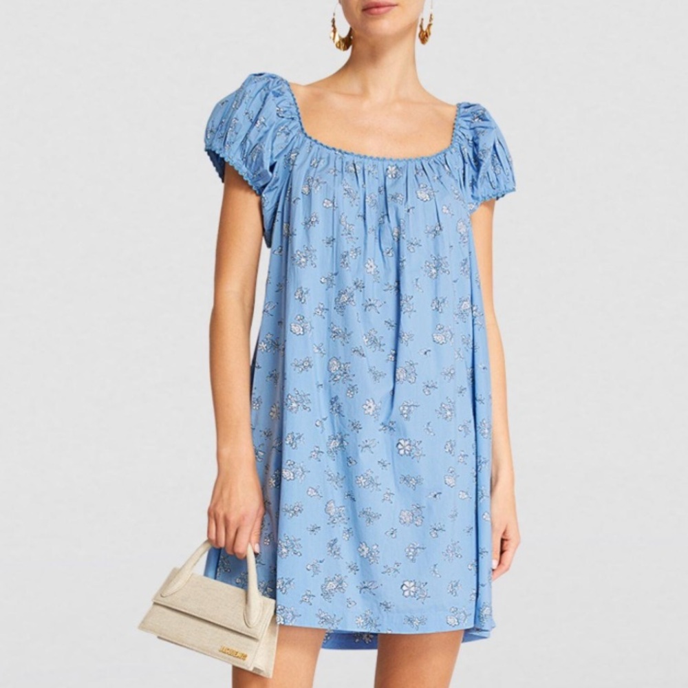 Doen Sky Blue Floral Mini Dress